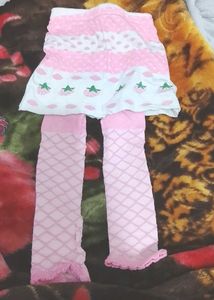 Cute Strawberry Skirt & Leggings Set
