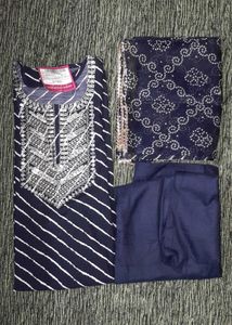 Navy Striped Kurti Set