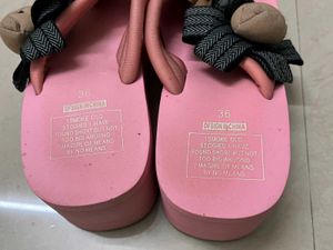 Cute Pink Embellished Flip Flops - Size 36