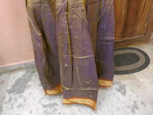 1-TimeUsedGirls Grey&amp;Orange LehengaCholi-PattuPava