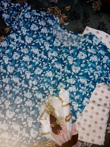 Floral Cord Set Long Kurti Pant