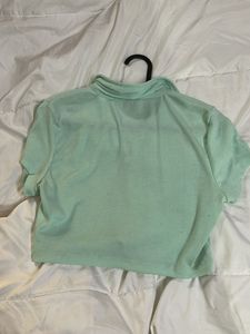 Tokyo Talkies Shirt collar Crop Top