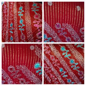 Red Floral Saree