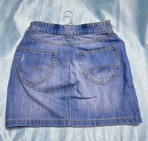 Ripped Denim Mini Skirt