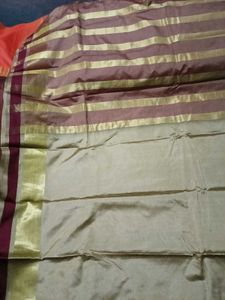 BrandNew ElegantBeige CottonSilkSaree+UnsticheBlou