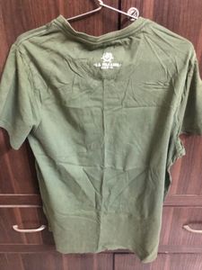 Men Olive Green Printed T-shirt