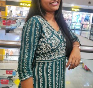 A Beautiful Green Colour Straight Kurti