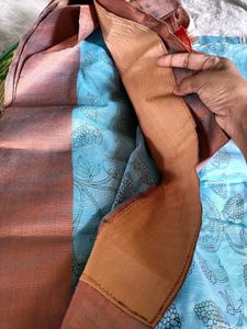 Teal Floral Saree