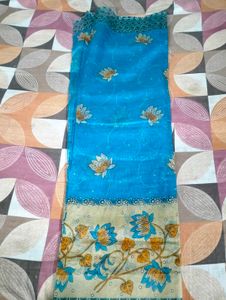 Elegant Blue Floral Saree
