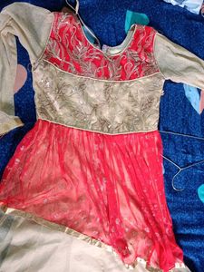 Stylish Red & Gold Ethnic Dress