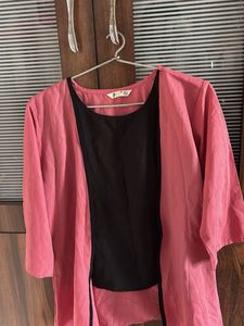 Chic Pink & Black Layered Top