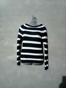 Striped Knit Pullover Sweater