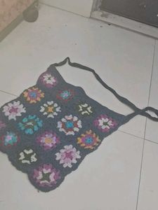 Flowery Crochet Tote Bag