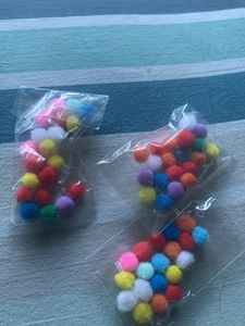 Colourful Sticks And Cotton Pom Po