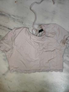 Pink Back Detailed Crop Top
