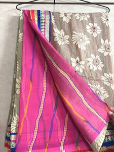 Pink leheriya Saree With Half Design