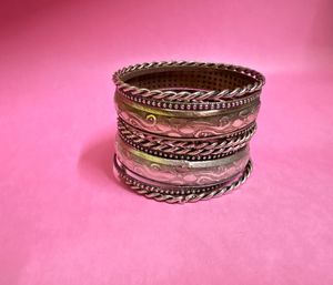 Boho Silver Bangle Set