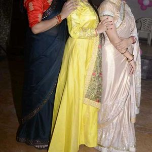 middle yellow floor length suit on sale