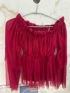 Red Off Shoulders Top