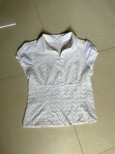 Eyelet Blouse with Peter Pan Collar