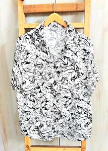 White Printed Cotton Shirt Size-42-44
