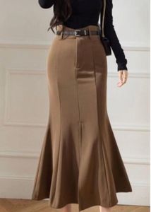 A Line Mermaid Maxi Skirt With Belt