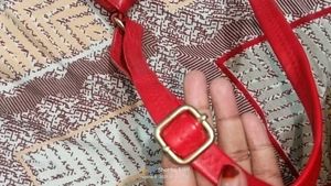 Red Crossbody Bag with Jewel Detail