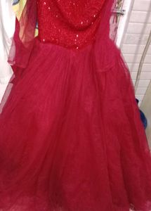 Red Sequin Tulle Gown