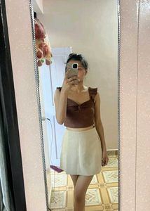 Brown Ruffle Top