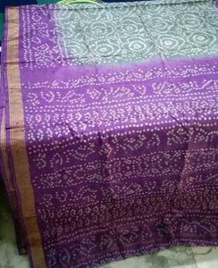 Brand New fastive bandhani cotton silk saree set