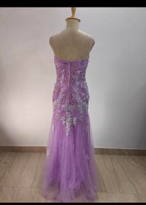 Lavender Floral Lace Formal Gown