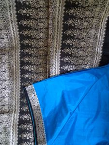 Blue Pure Silk Sari and Blouse