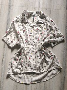 Printed Collared Casual Top