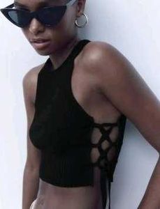 ZARA Black Knit Cut Out Top