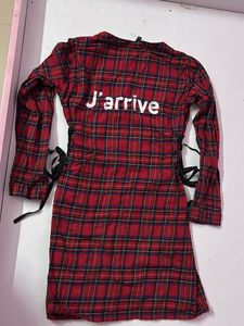 Red Plaid Shirt Dress