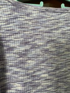 Purple Ribbed Knit Top with Cutout