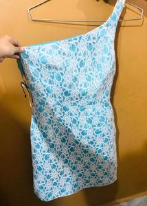 Blue Lace One Side Shoulder Bodycon Dress Newme