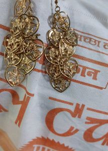 Golden Heart Dangle Earrings