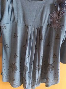 Aqua Floral Embellished Top