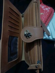 Brown Wallet with Leaf Clasp