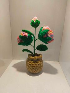 Crochet Multicolored Potted Rose 🌹