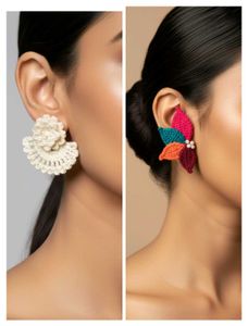 Unique leaf & floral Crochet handmade Earrings