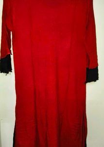 Red Embellished Kurti Set