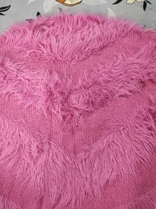Pink Faux Fur Cropped Sweater