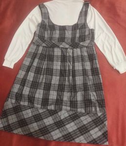 cute korean Plaid Pinafore Dress 👗🌸 for women