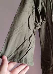 Olive Green Shirt Style Dress / Shrug
