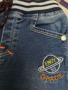 Comfy Kids&#39; Drawstring Jeans with Space Patch