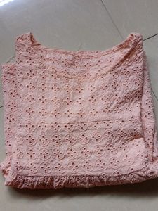 Peach Schiffli Top 💖