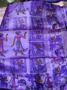 Ethnic Pattern Purple Saree