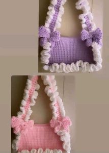 Crochet Ruffle Shoulder Bag